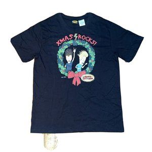 Beavis And Butthead Black Medium Merry Xmas Christmas Holiday Shirt Cartoon MTV